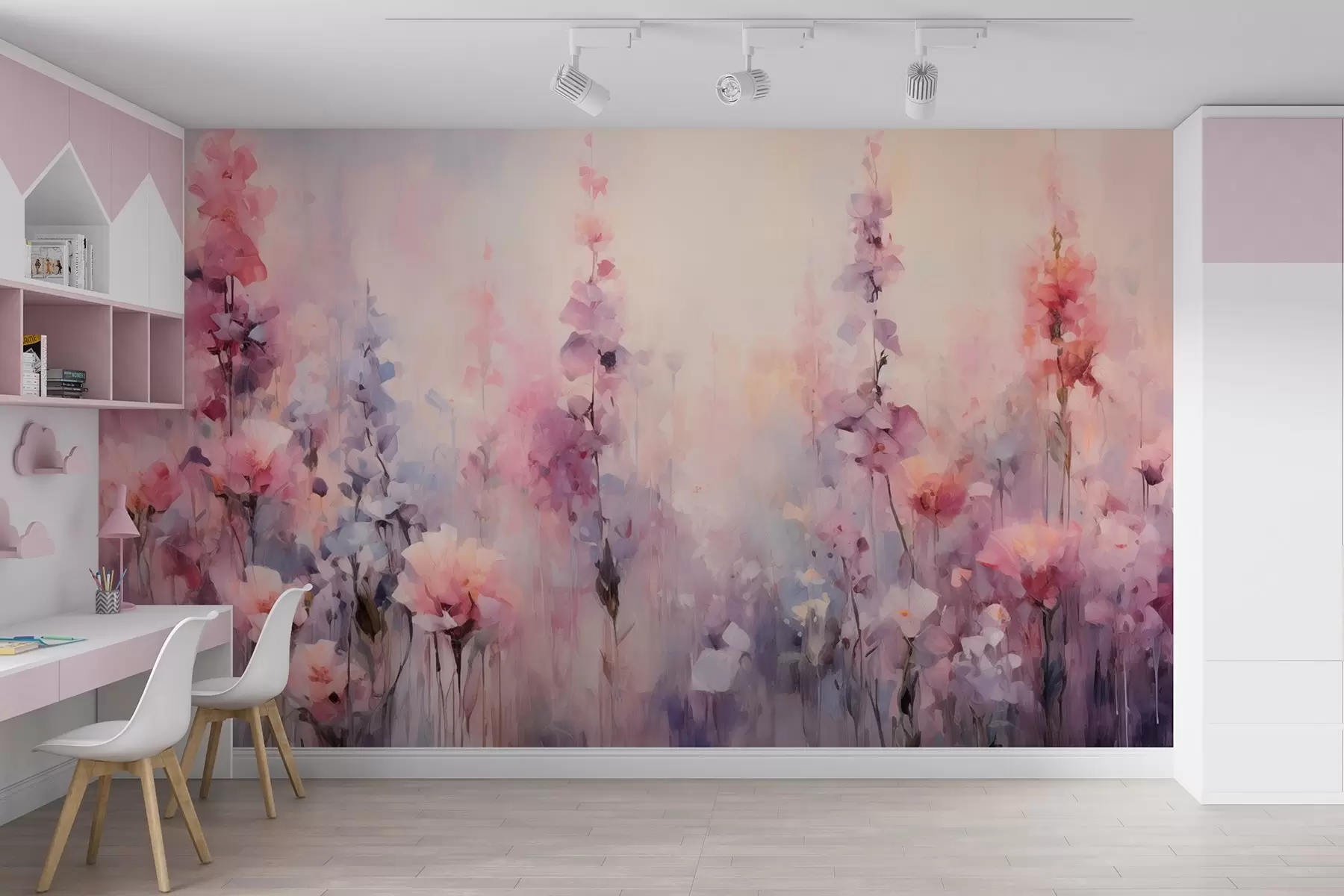 wall murals Colorful wildflowers in watercolor style: lilacs, poppies, daisies w09038