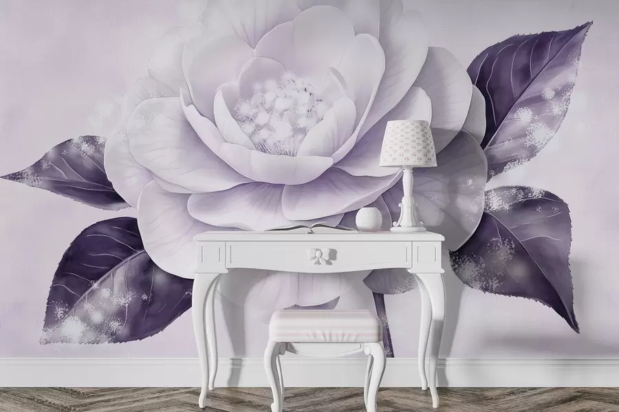 wall murals Beautiful peony flower in purple colors w03757v2