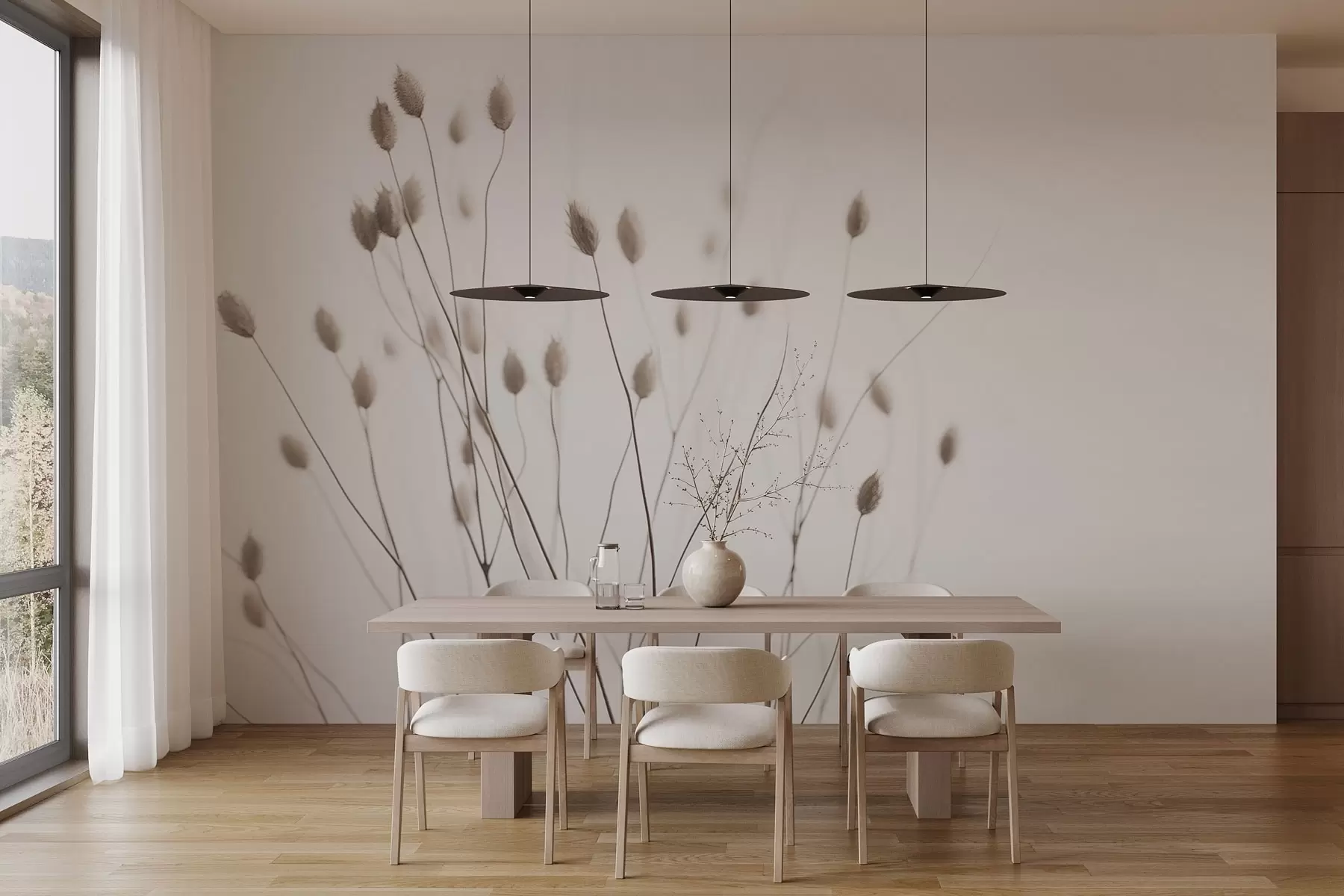 wall murals Delicate composition of dried flowers on a white background w03805v1