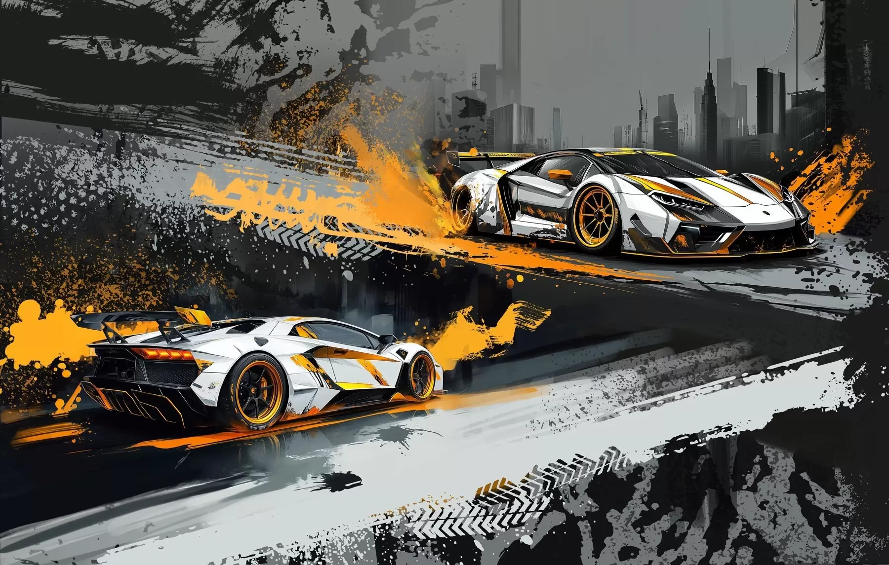 wall murals hard grange style, expressive, dinamic sport cars w03721
