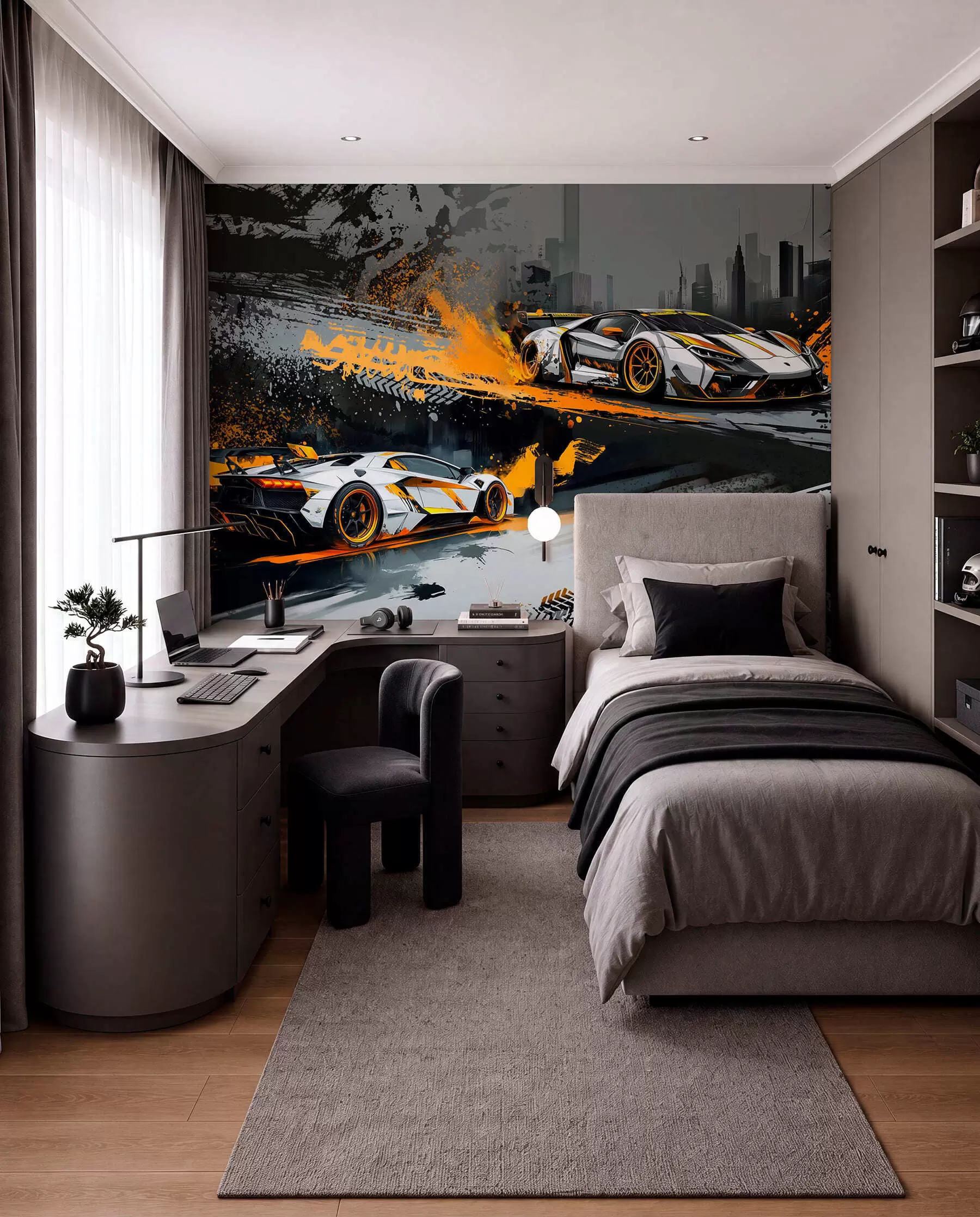 wall murals hard grange style, expressive, dinamic sport cars w03721