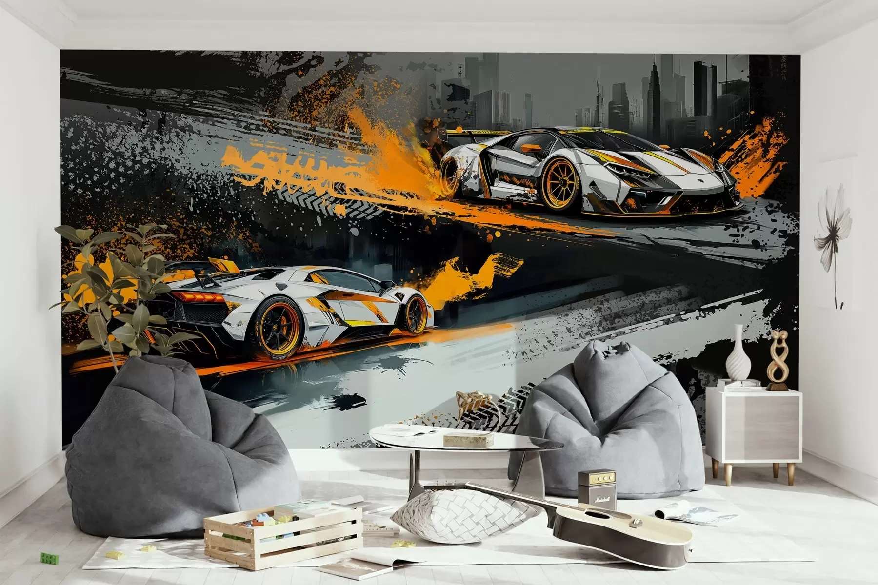 wall murals hard grange style, expressive, dinamic sport cars w03721