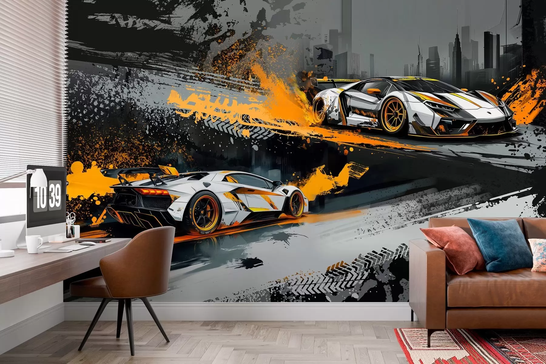 wall murals hard grange style, expressive, dinamic sport cars w03721