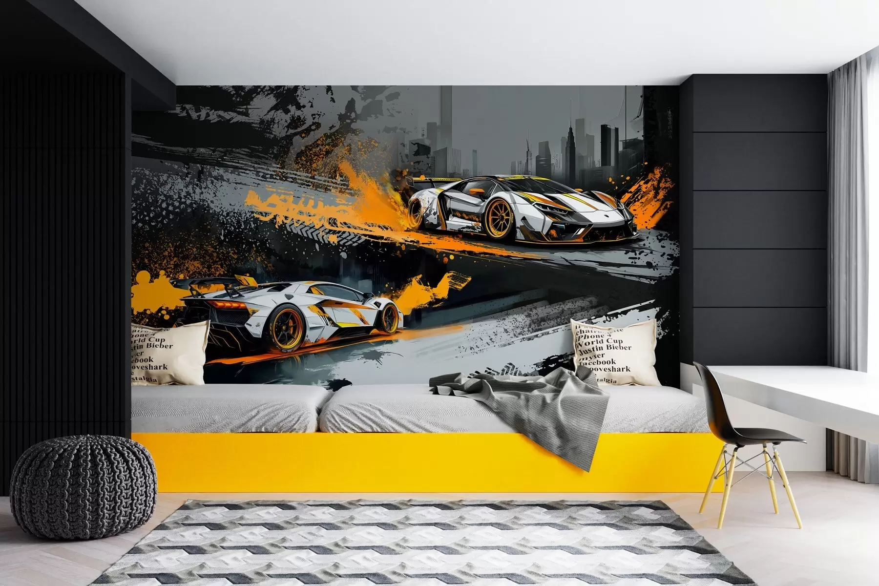 wall murals hard grange style, expressive, dinamic sport cars w03721