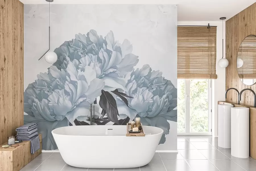 wall murals Large blue flowers w03545v2