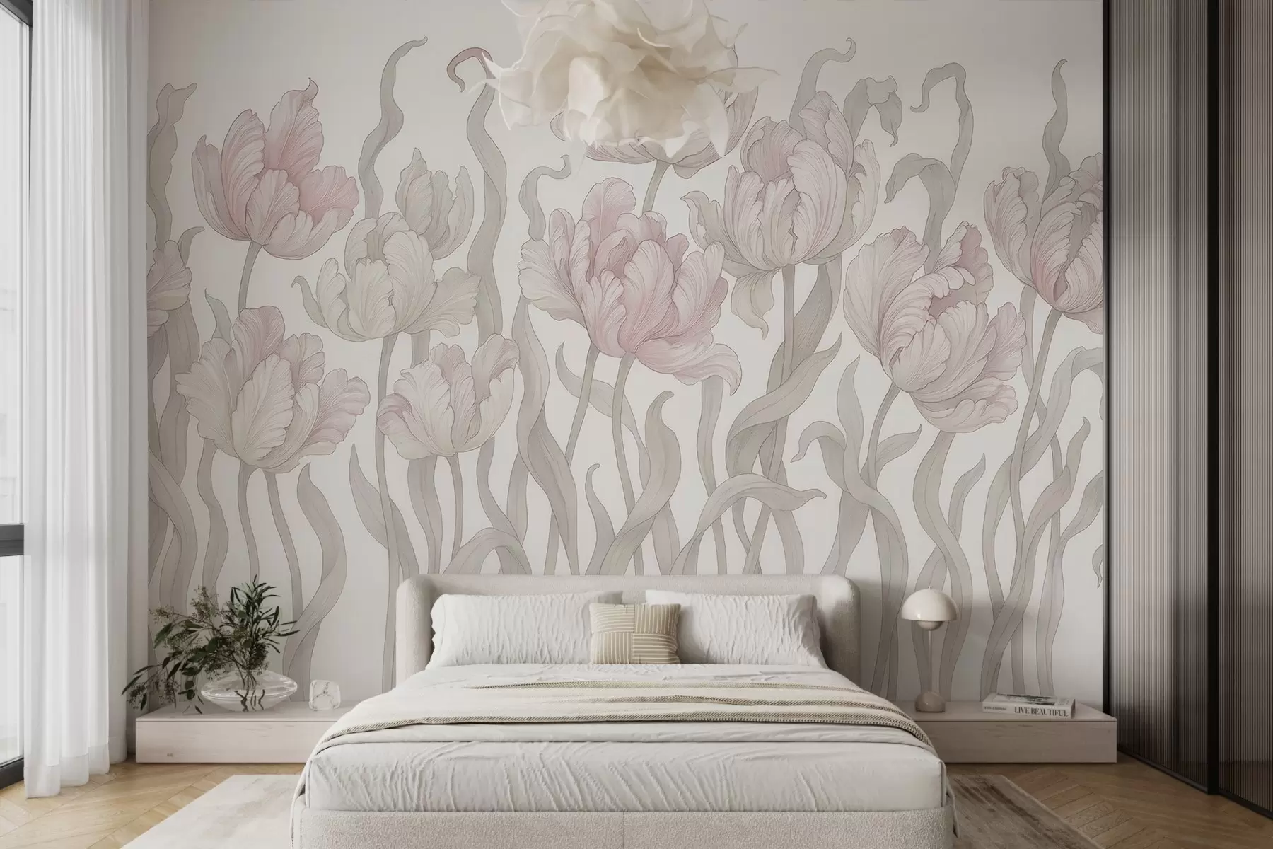 wall murals Delicate and elegant tulips w03817v3