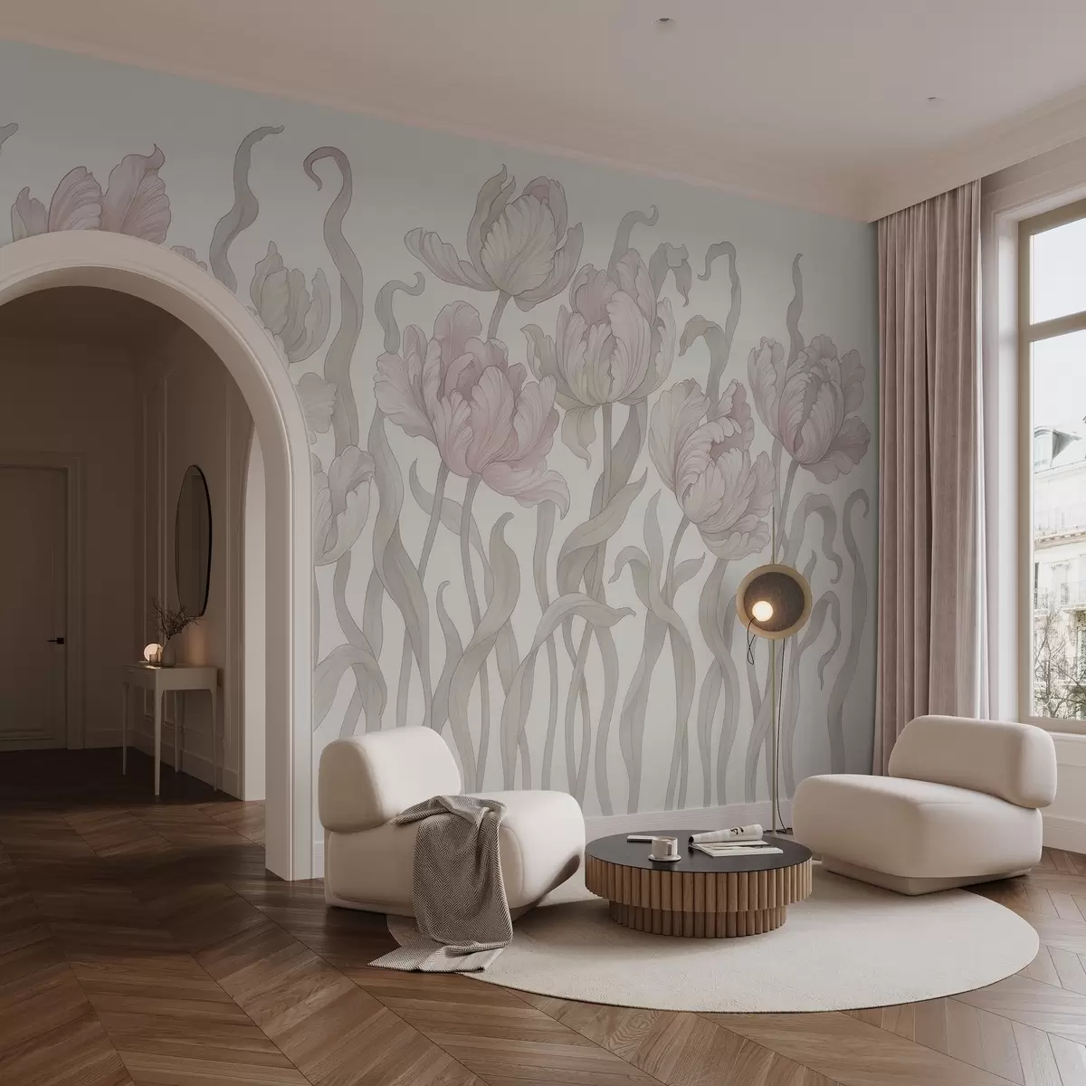 wall murals Delicate and elegant tulips w03817v3