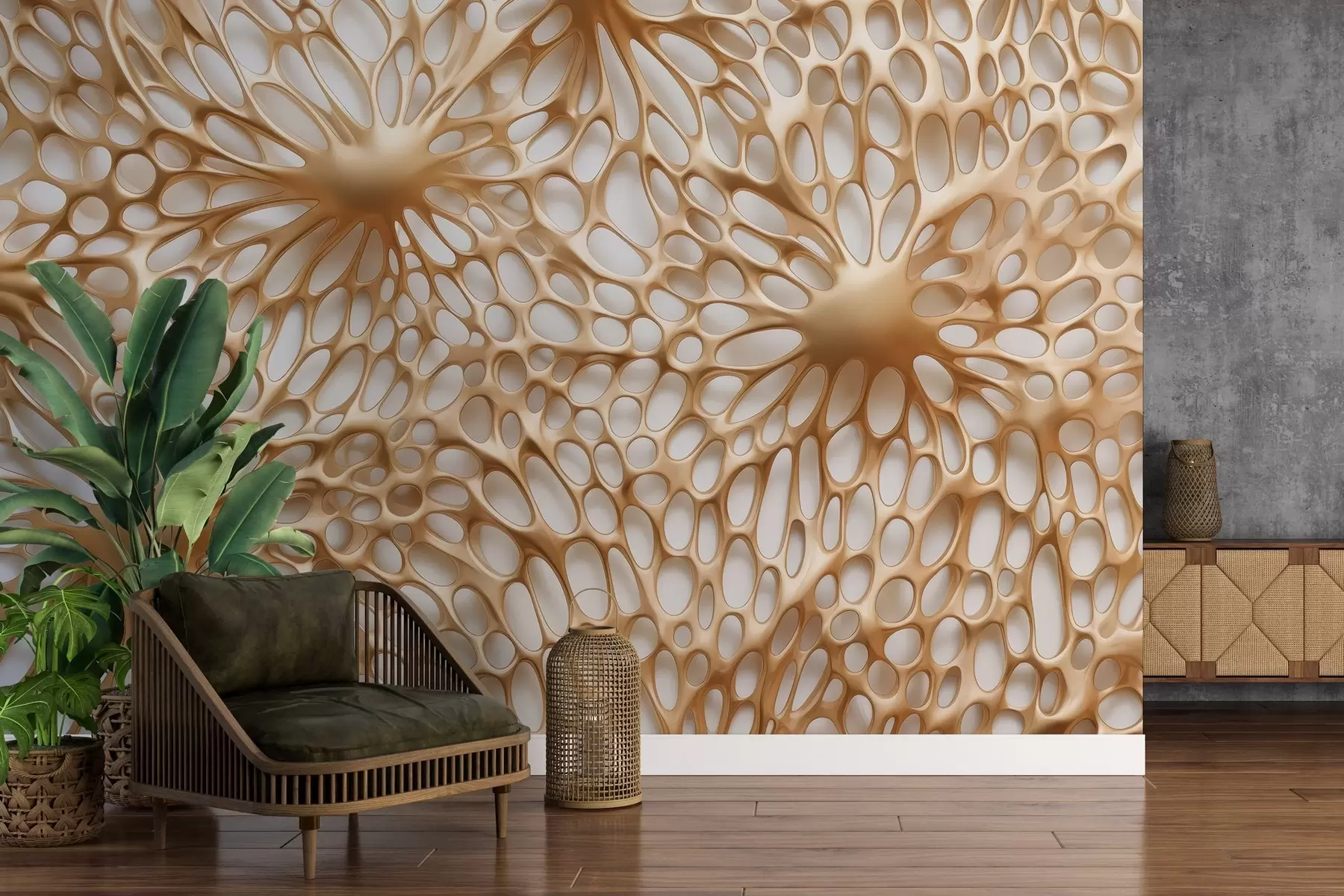 wall murals Drawn volumetric spider web w03820