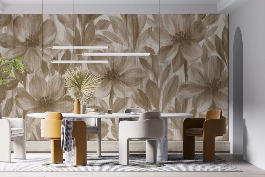 wall murals Stylish watercolor flowers w03821v1