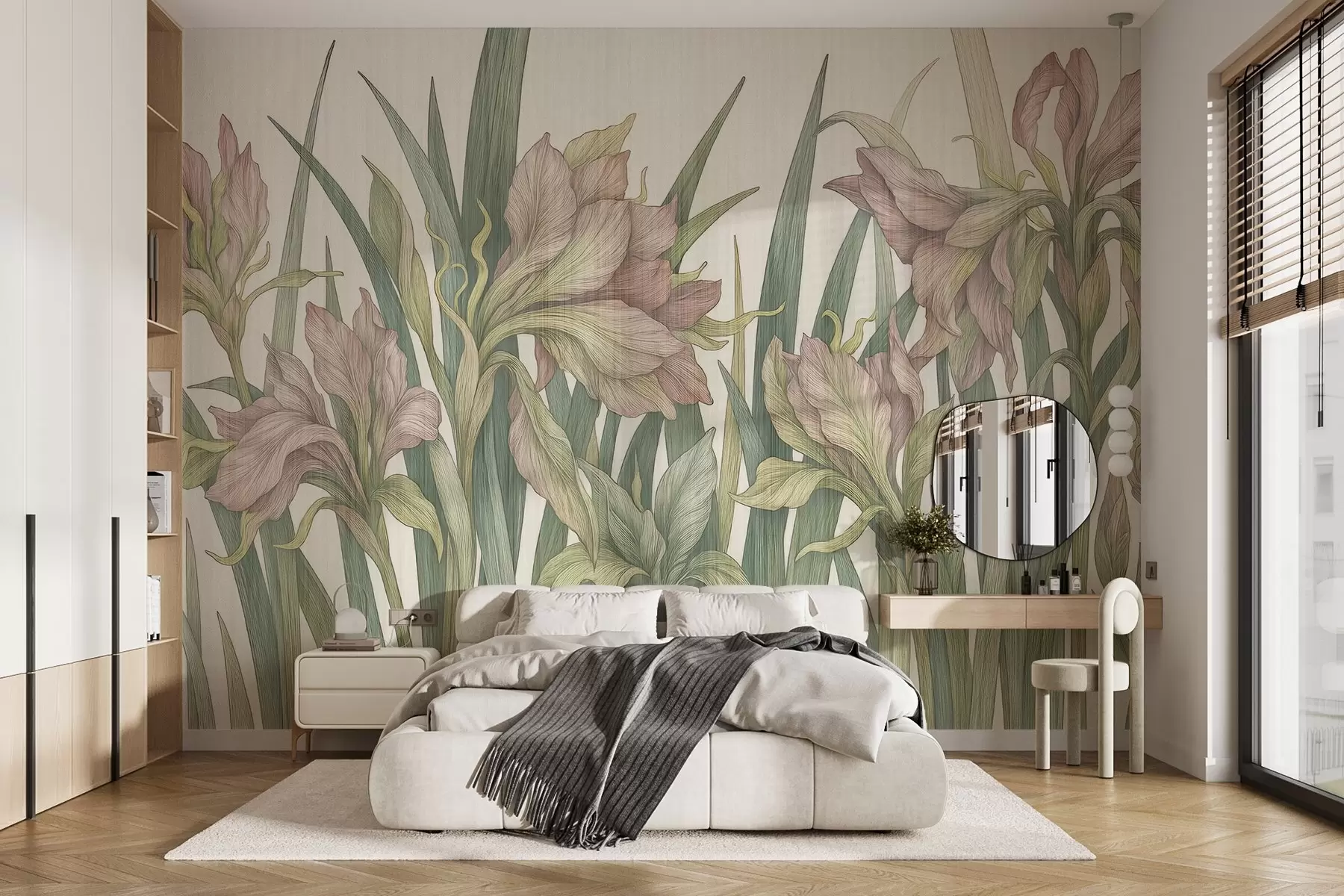 wall murals Elegant stylized flowers w03829