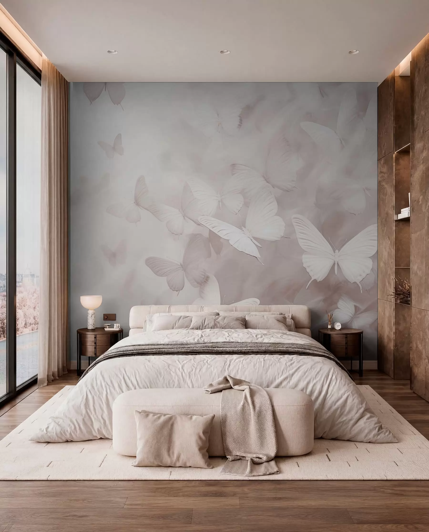 wall murals Butterflies in Pearl Mist w03841v1