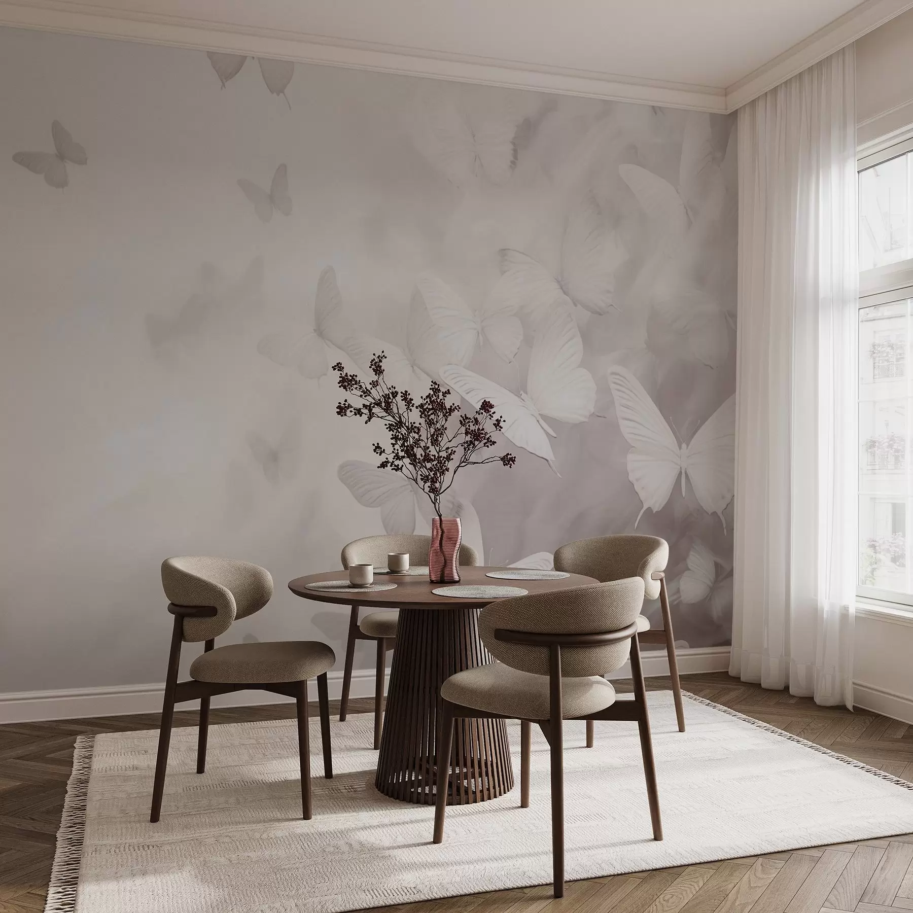 wall murals Butterflies in the fog w03841v1