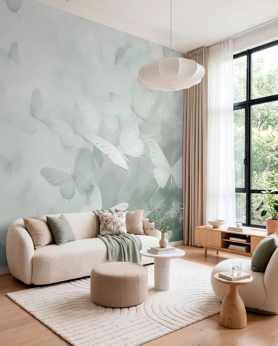 wall murals Butterflies, shades of green w03841v2