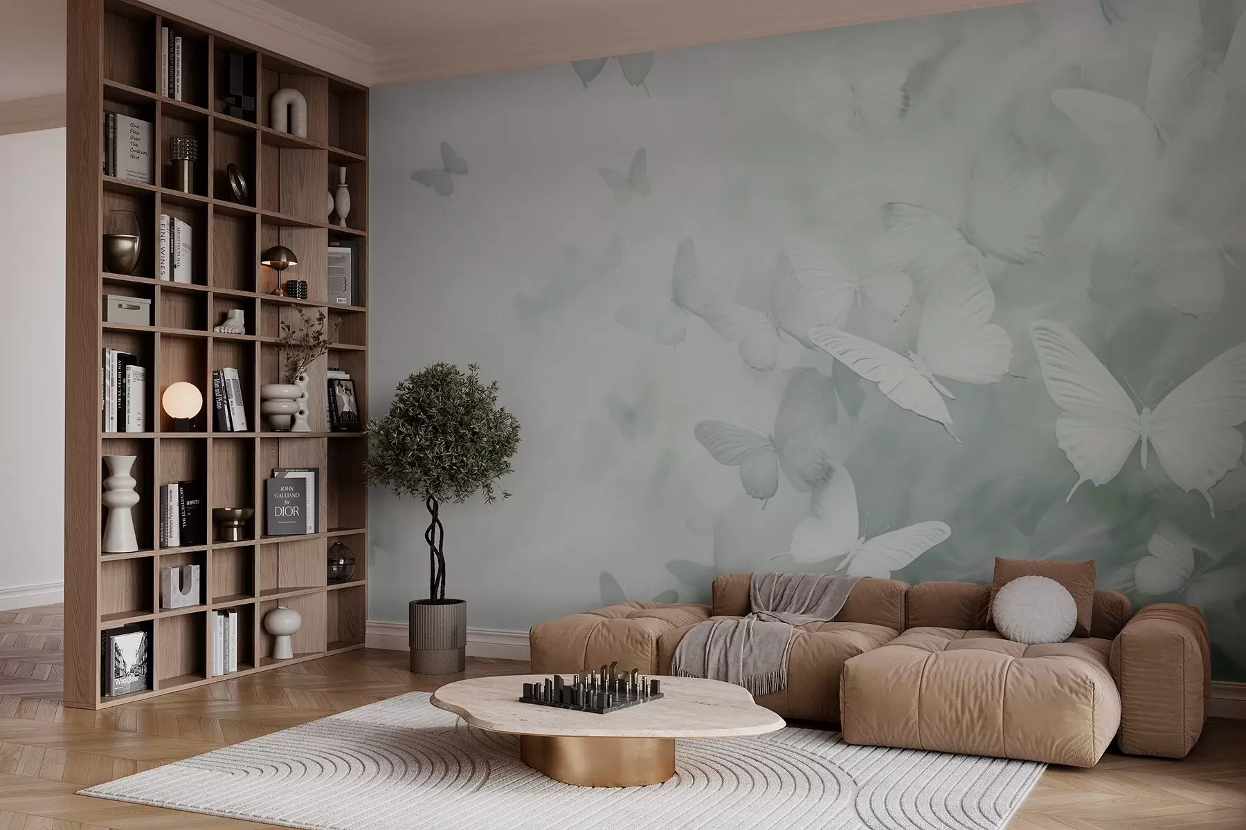 wall murals Butterflies, shades of green w03841v2