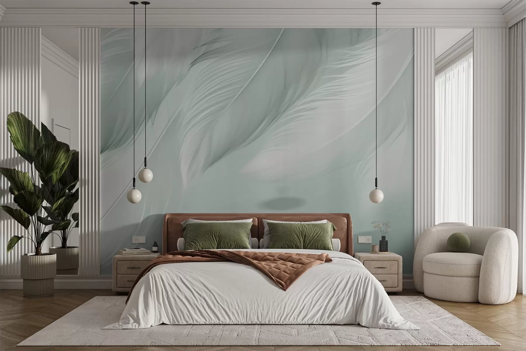 wall murals White feathers w03833