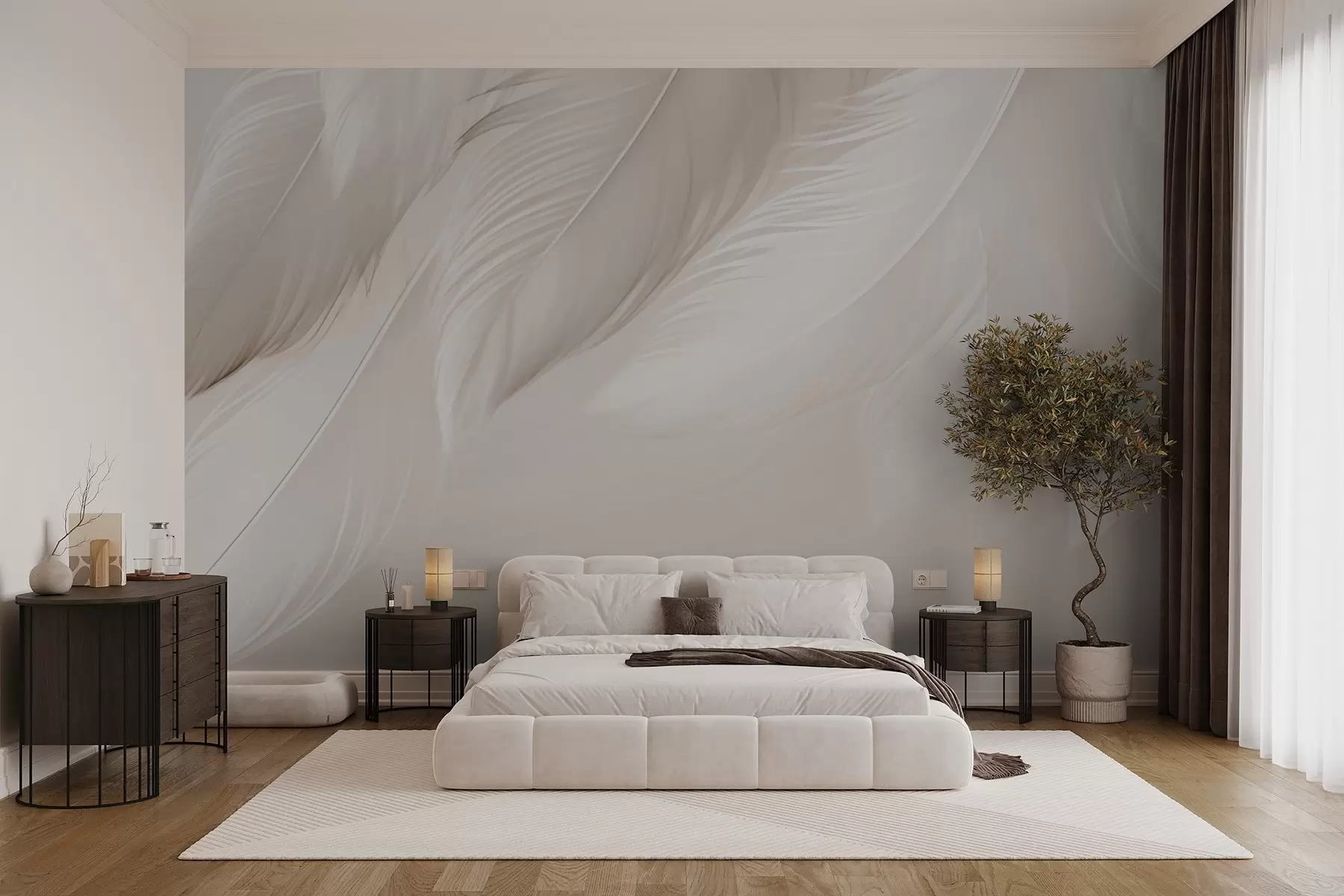 wall murals White feathers w03833v2