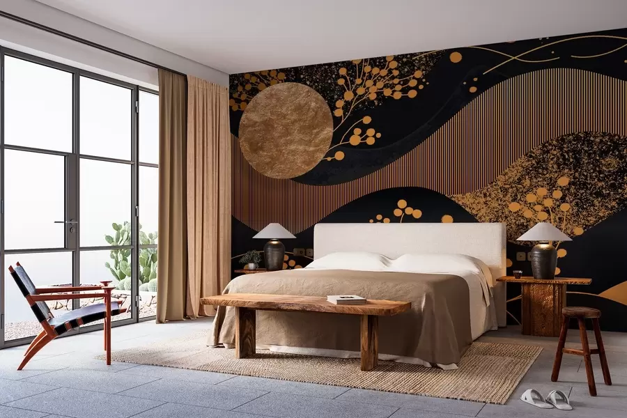 wall murals fabulous starry night in abstract style w03764