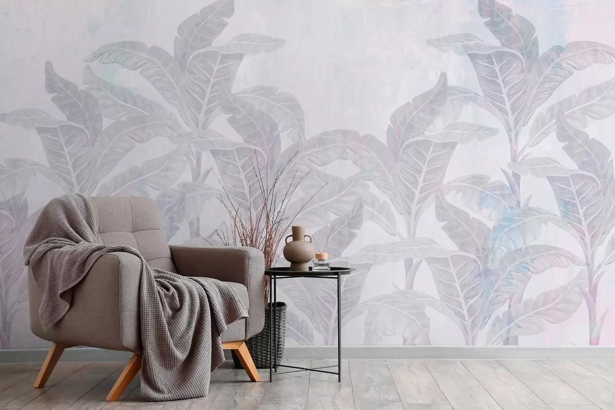 wall murals palm trees in a textured retro style w03768