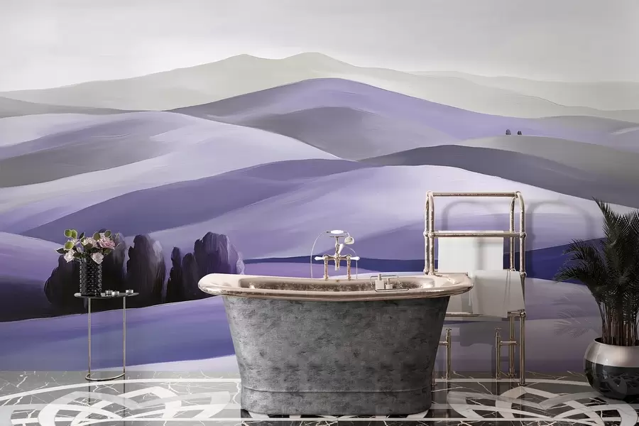 wall murals Landscapes with trees, Tuscany, purple colors, oil style w03880v3