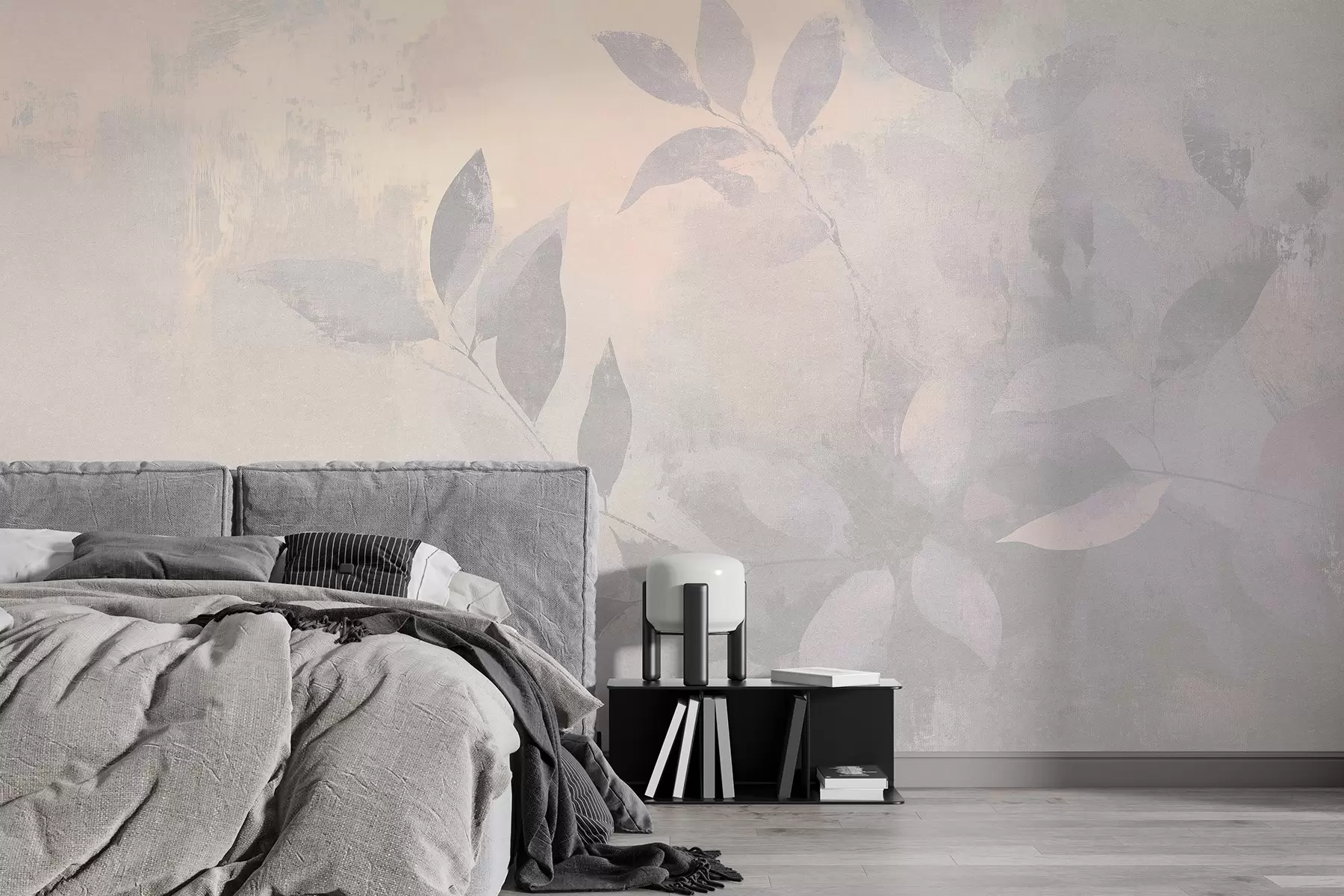 wall murals Beautiful tree branches, muted beige colors, abstraction  w03882
