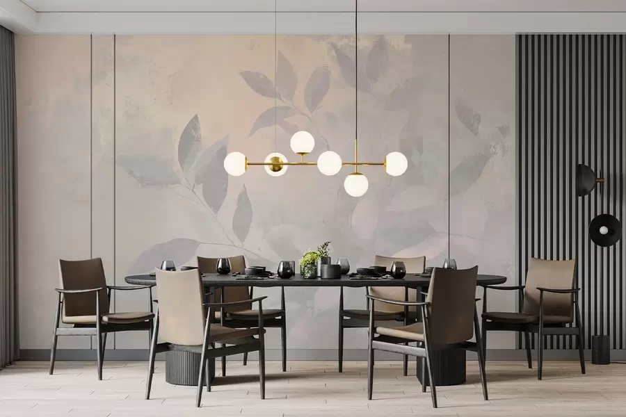 wall murals Beautiful tree branches, muted beige colors, abstraction  w03882