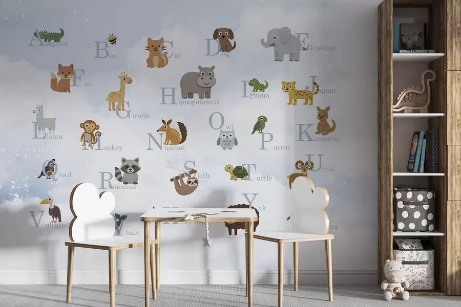 wall murals Alphabet with blue letters on the sky background w03810v1