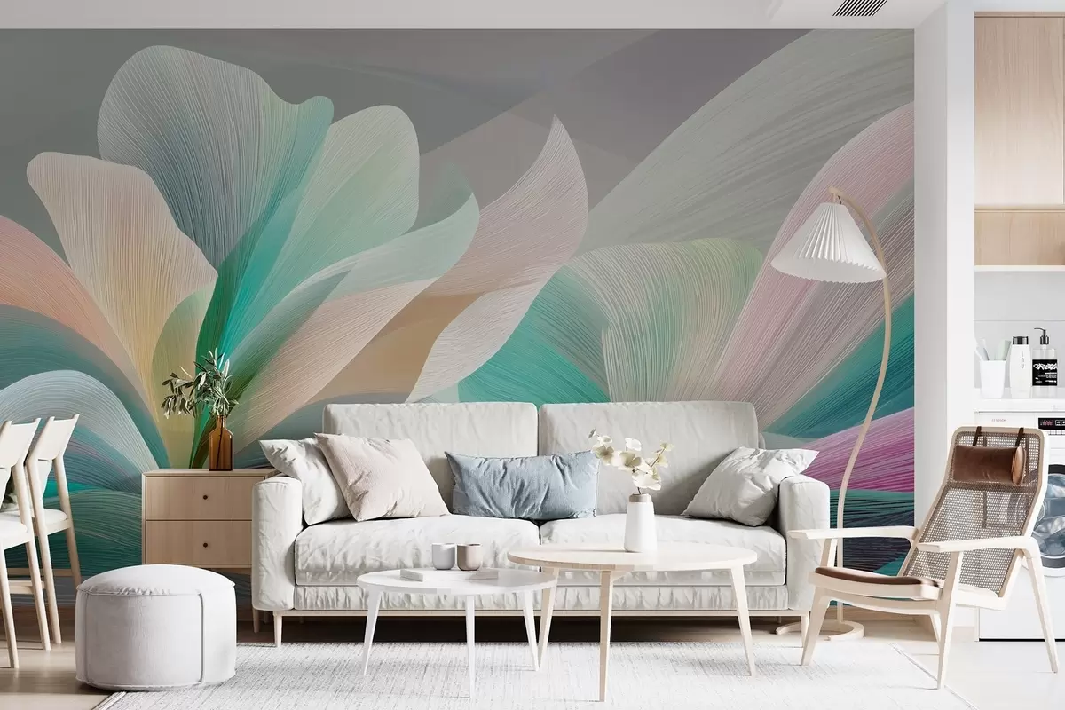 wall murals Elegant abstraction with smooth curves resembling a flower and waves w09075