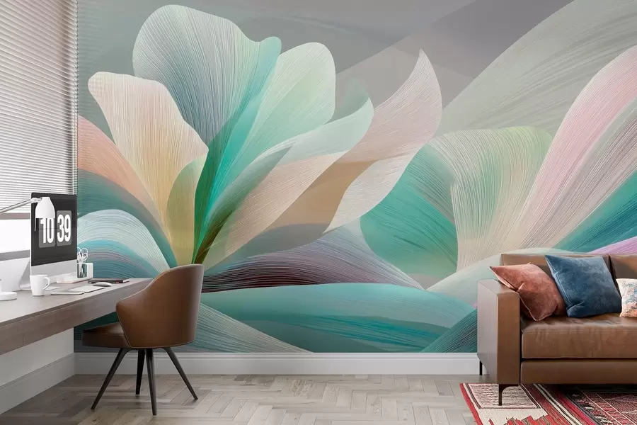 wall murals Elegant abstraction with smooth curves resembling a flower and waves w09075