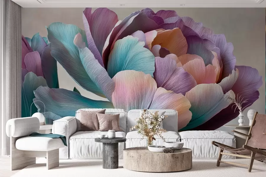 wall murals Colorful flower in the style of crepe paper w09076
