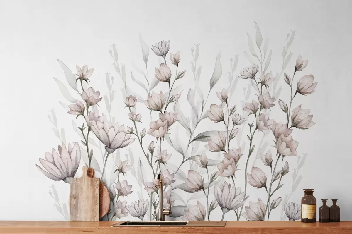 wall murals Wild flowers and twigs w03907v1