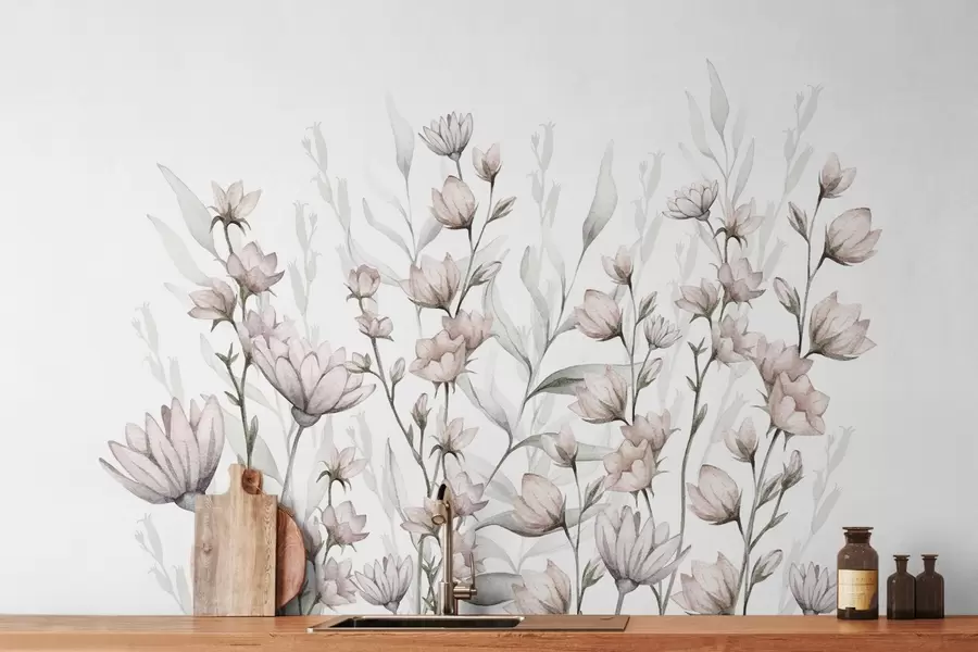 wall murals Wild flowers and twigs w03907v1