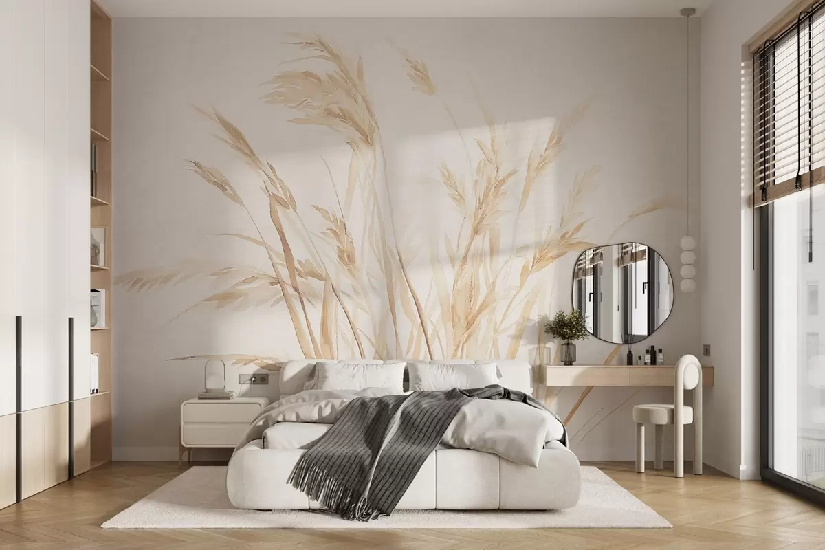 wall murals Monochrome vintage wheat ears w09068