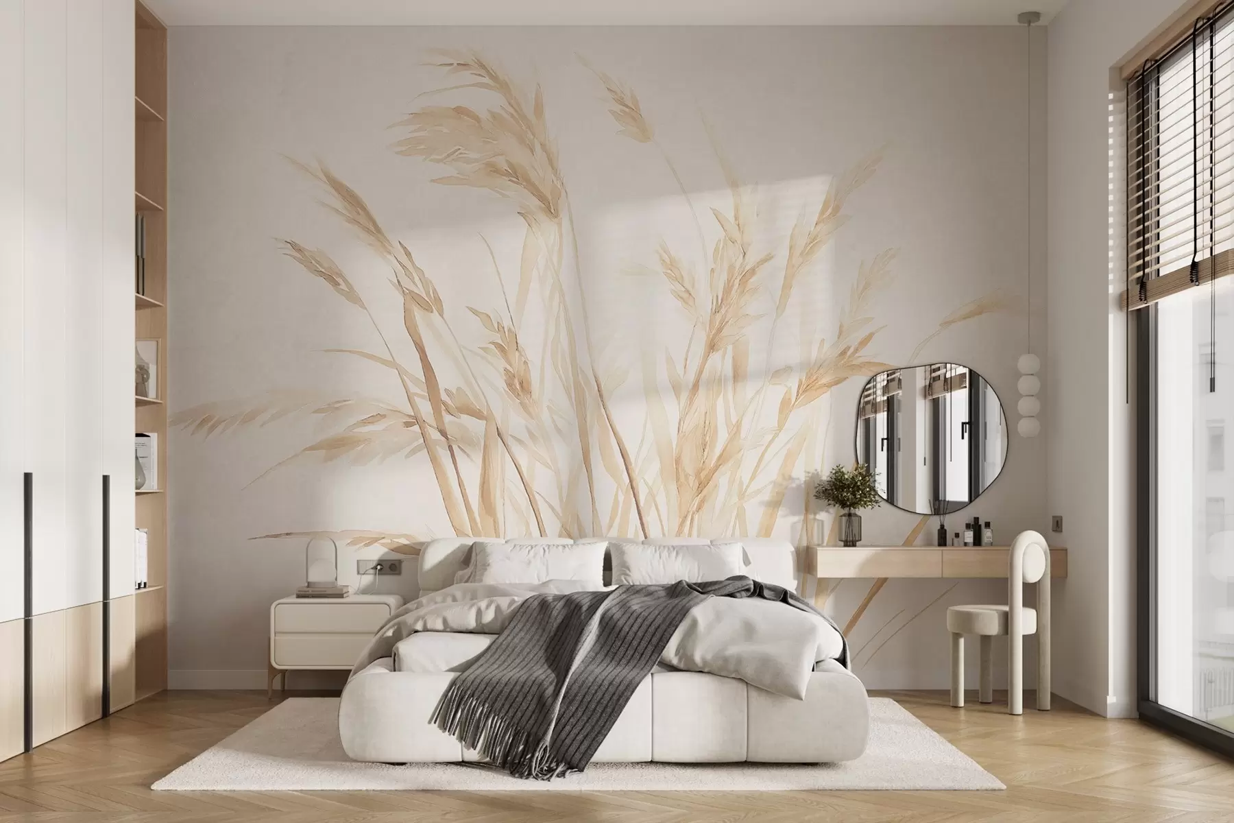 wall murals Monochrome vintage wheat ears w09068