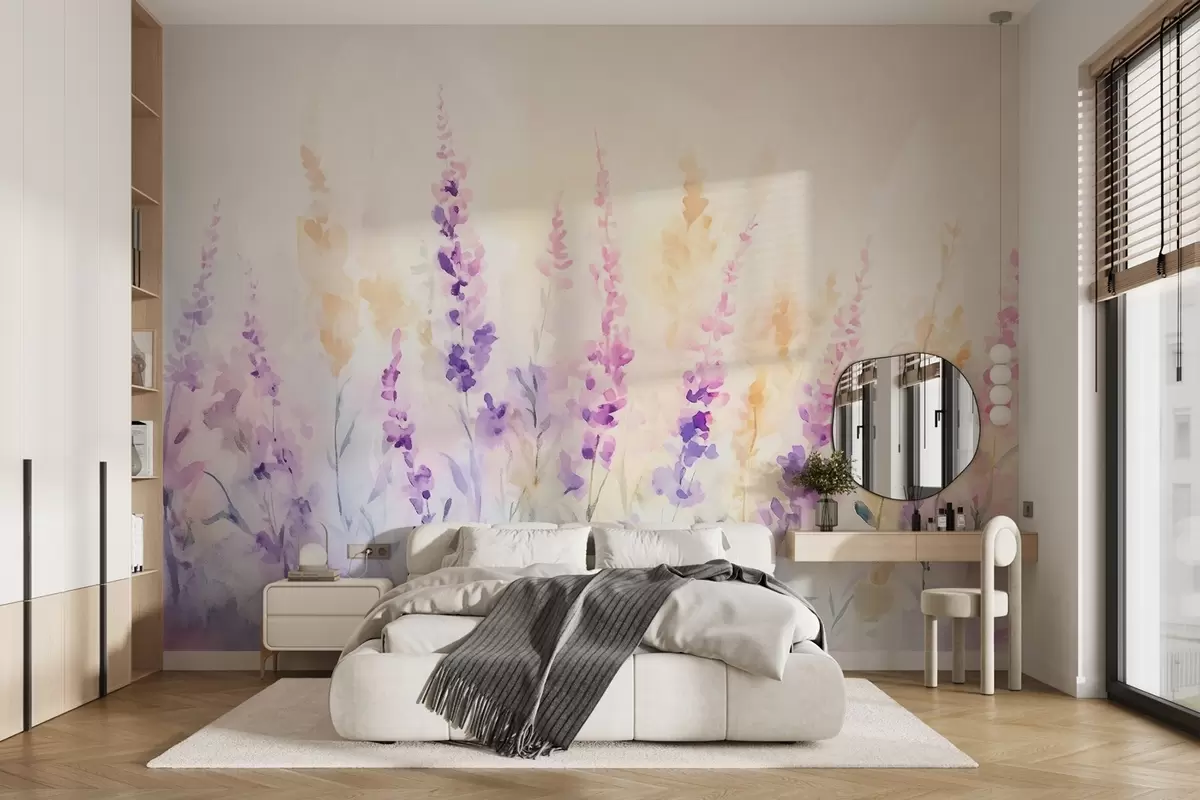 wall murals Vintage lavender field w09069
