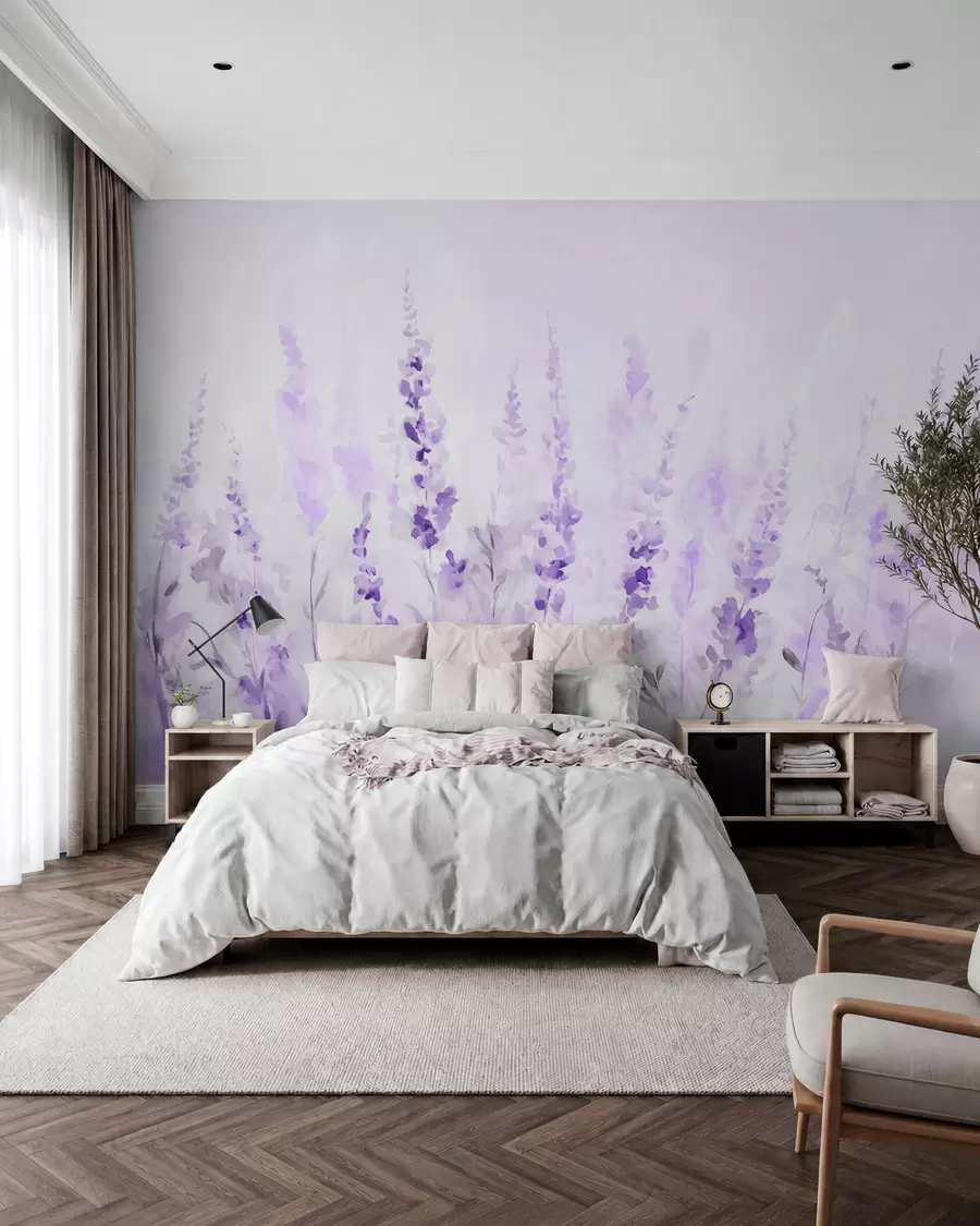 wall murals Vintage lavender field w09069v1