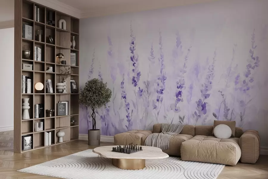 wall murals Vintage lavender field w09069v1