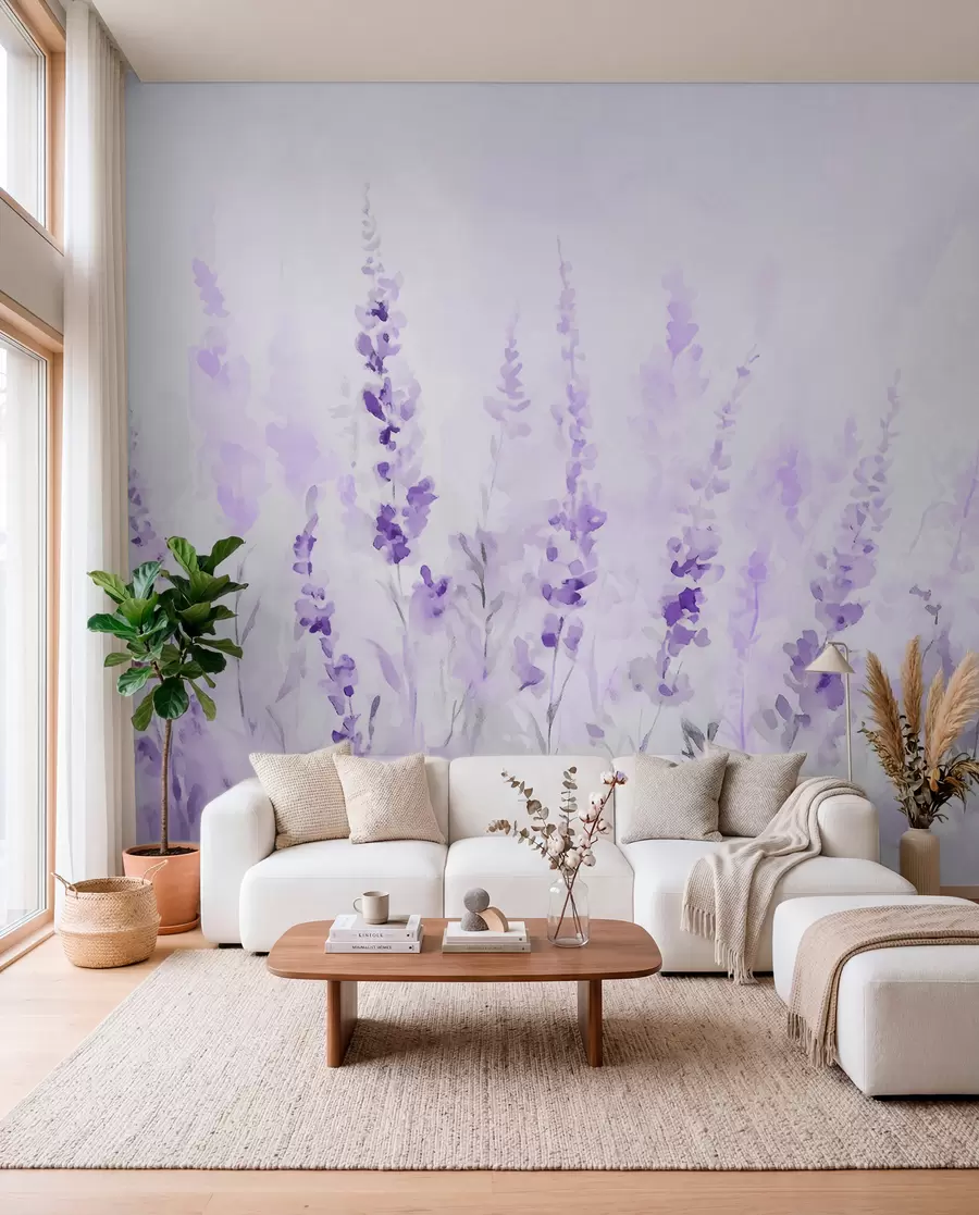 wall murals Vintage lavender field w09069v1