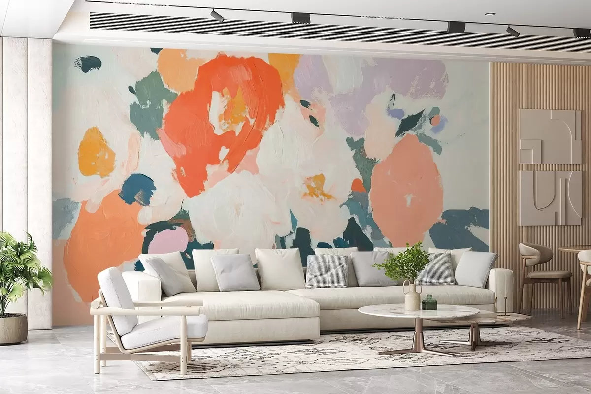 wall murals Abstract acrylic flowers w09070