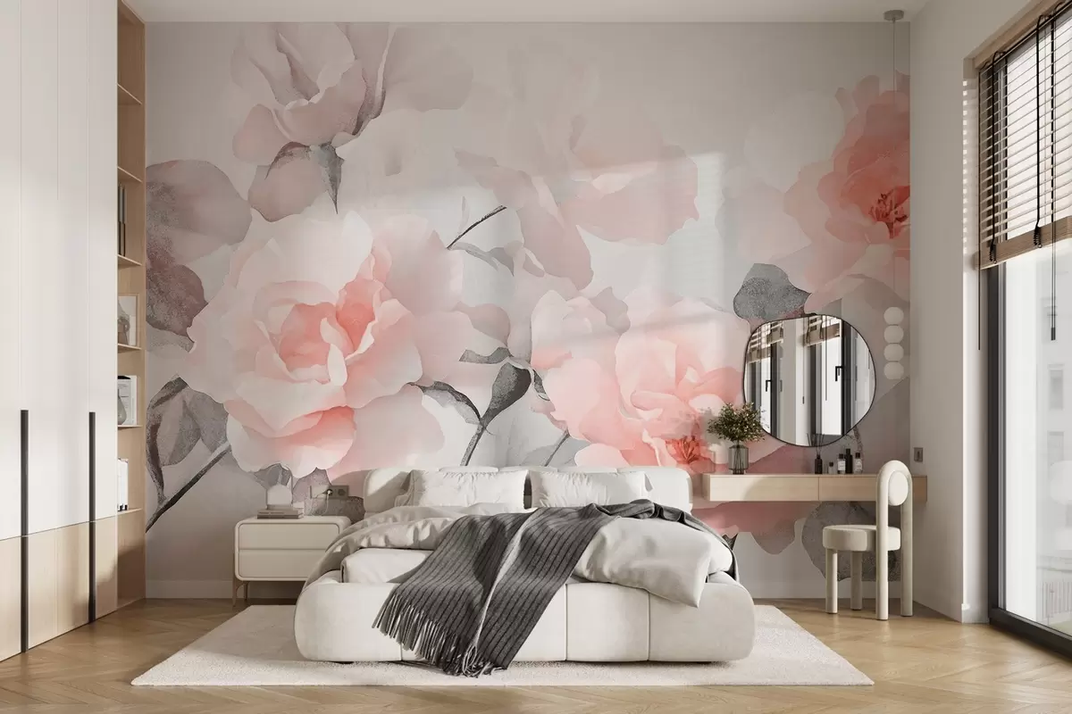 wall murals Delicate vintage flowers with texture w09071v1