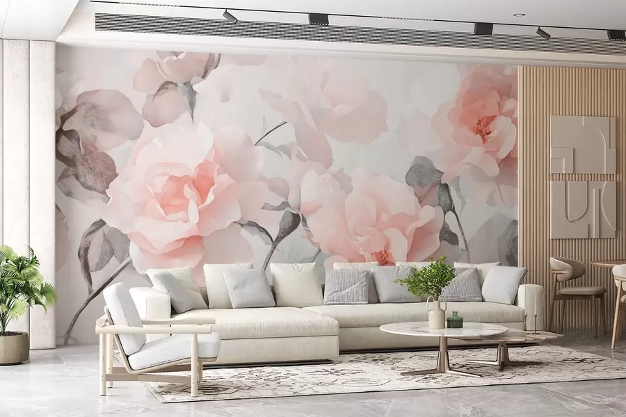 wall murals Delicate vintage flowers with texture w09071v1
