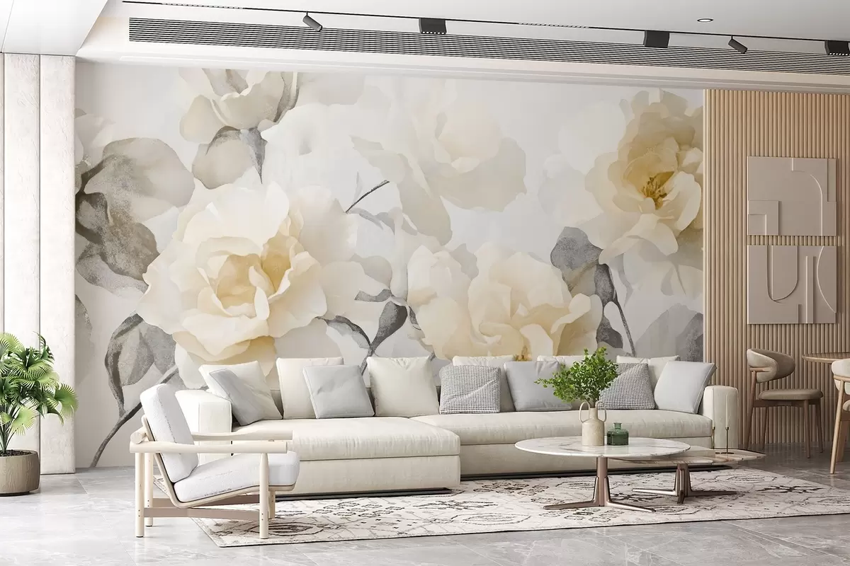 wall murals Delicate vintage flowers with texture w09071v2