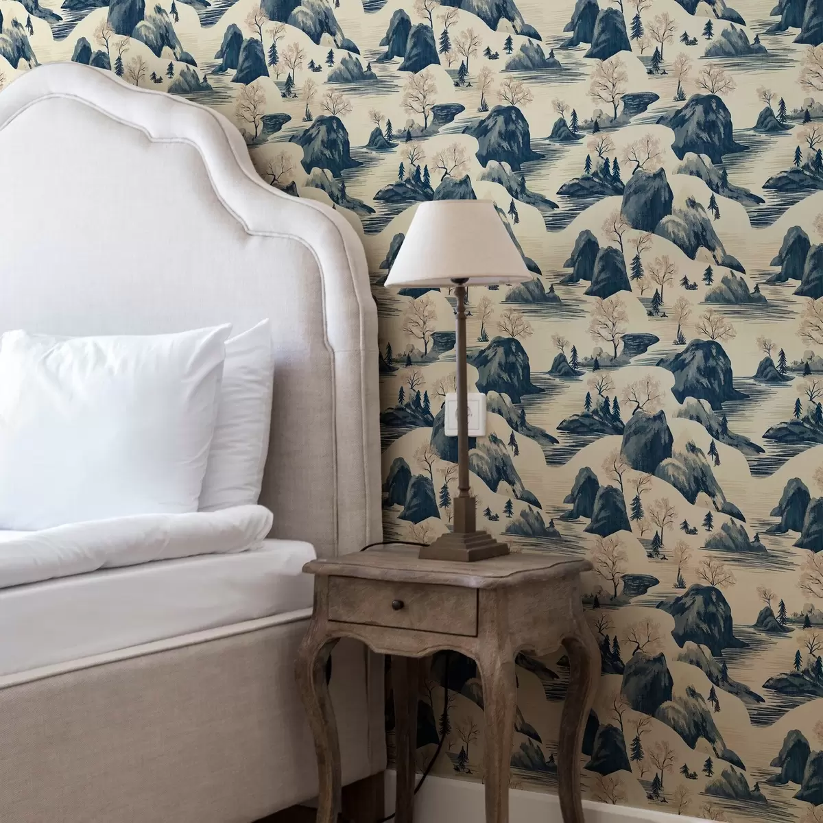 Wallpaper Winter landscapes with mountain river in blue shades a00103