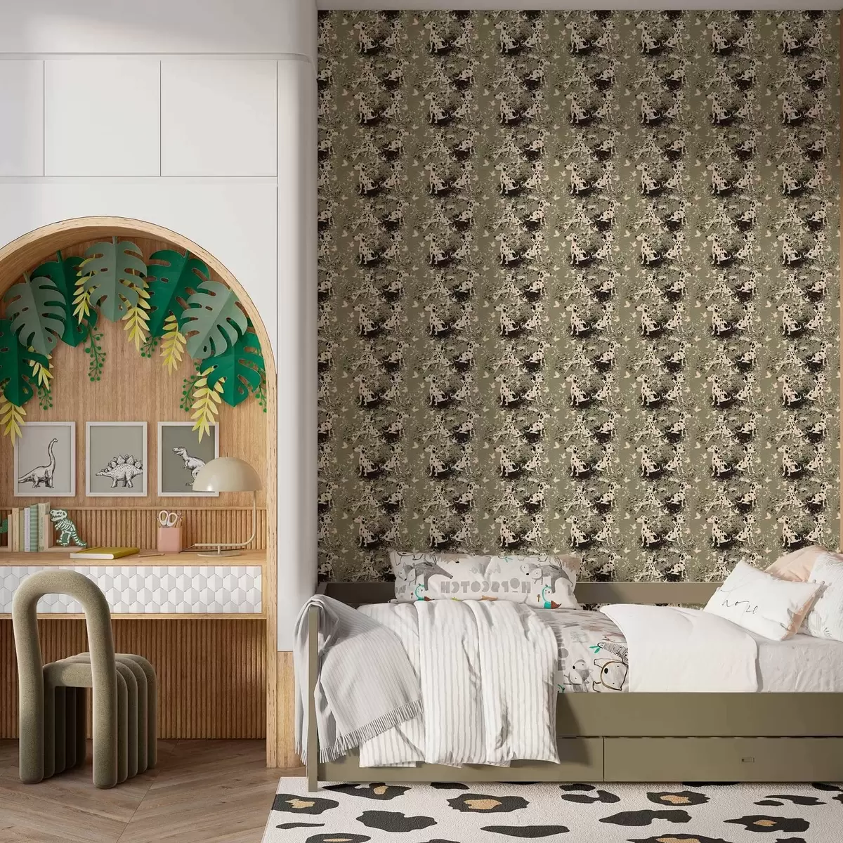 Wallpaper Dalmatians on an olive background a00122