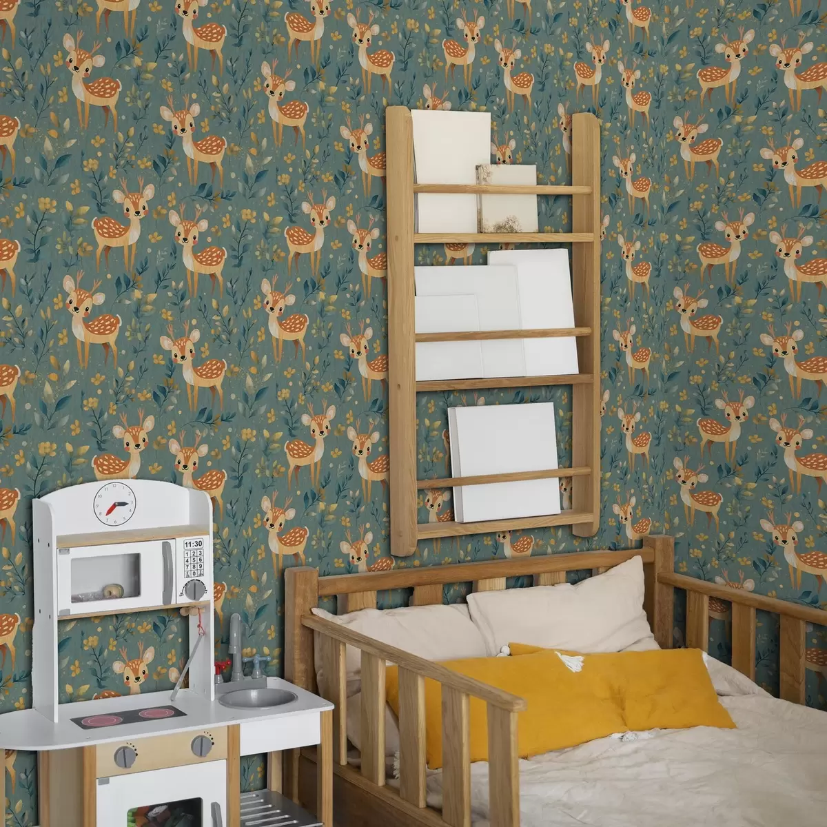 Wallpaper Baby deer in the forest with yellow leaves a00124v1