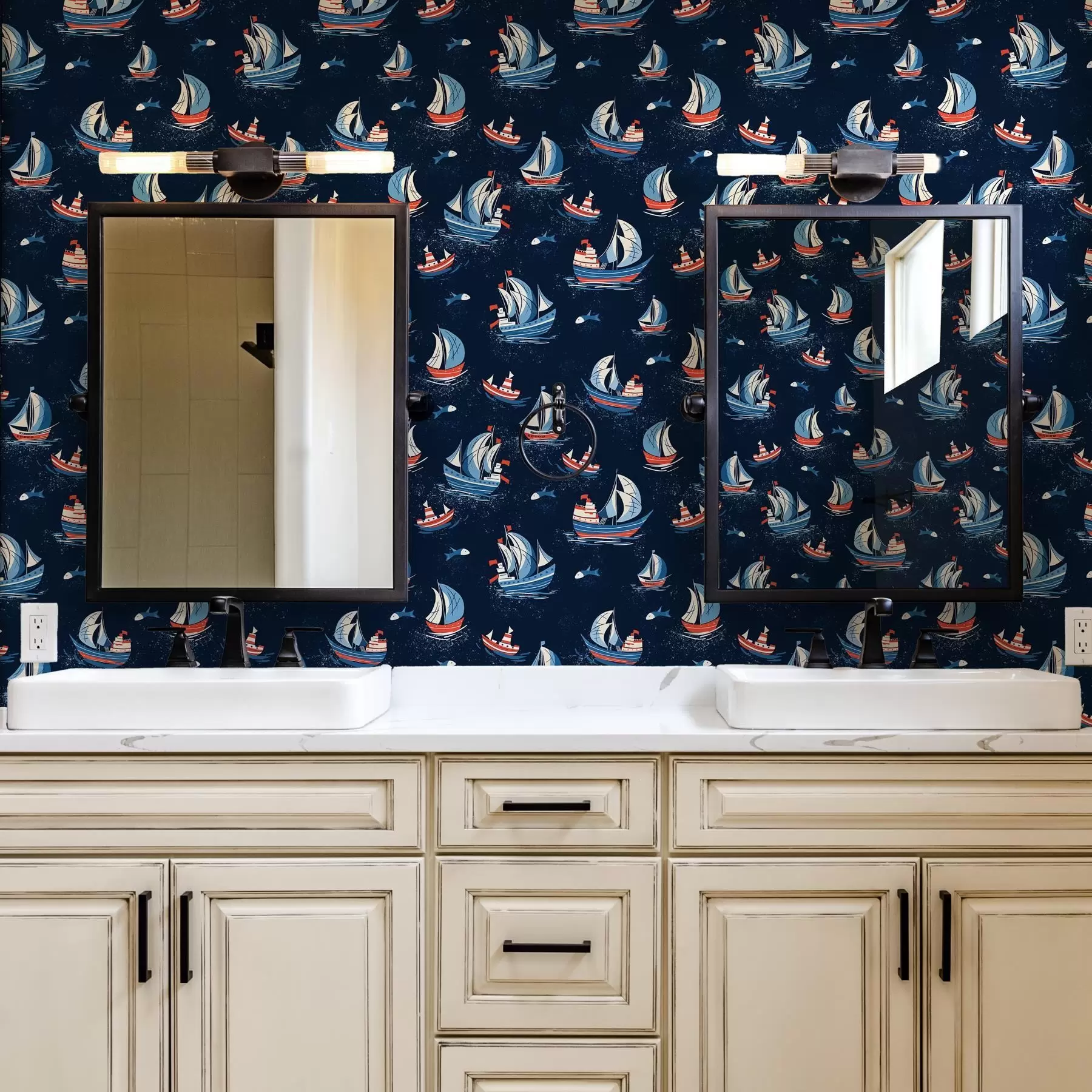 wall murals Ships on a blue background a00126v1