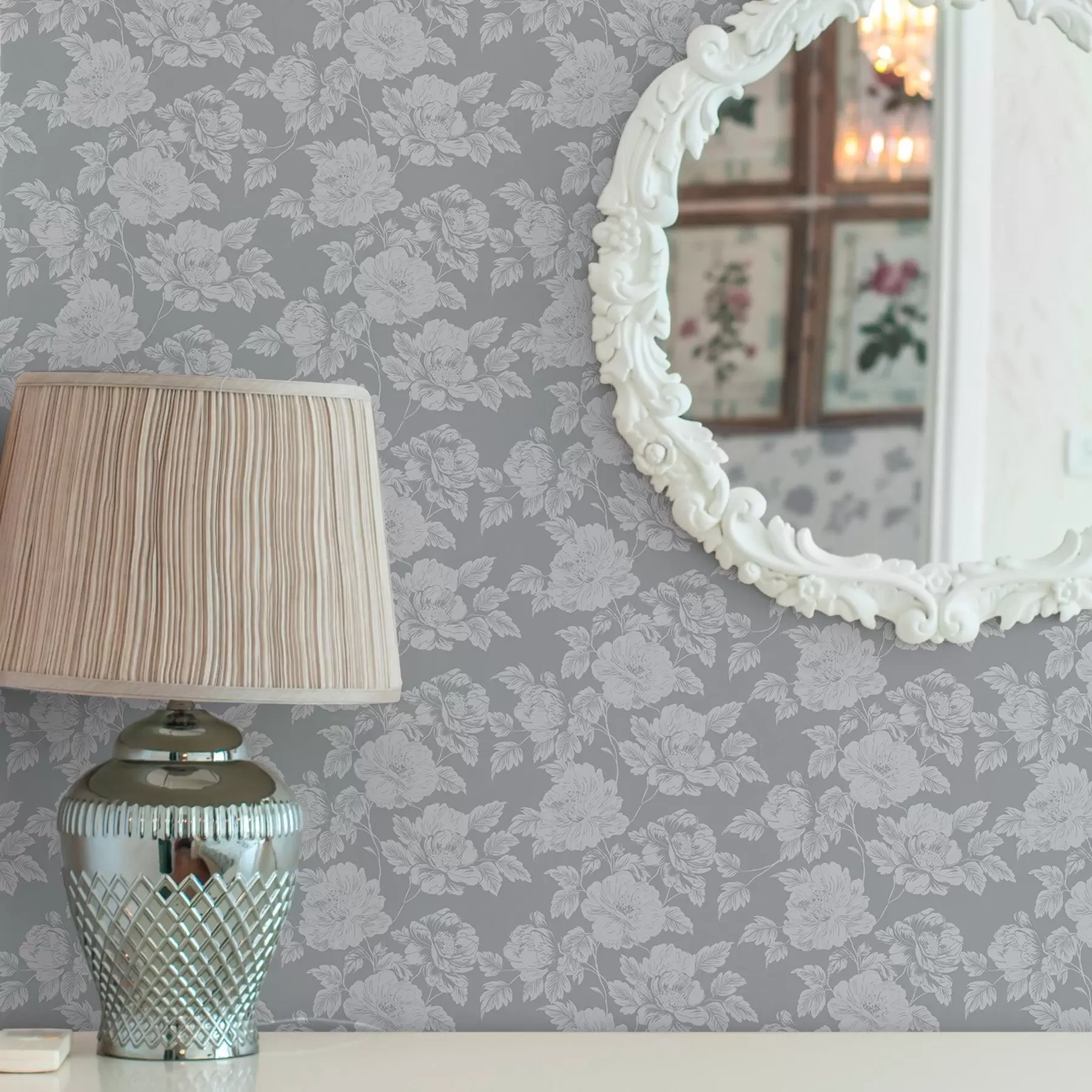 wall murals Light flowers on grey background a00129v1