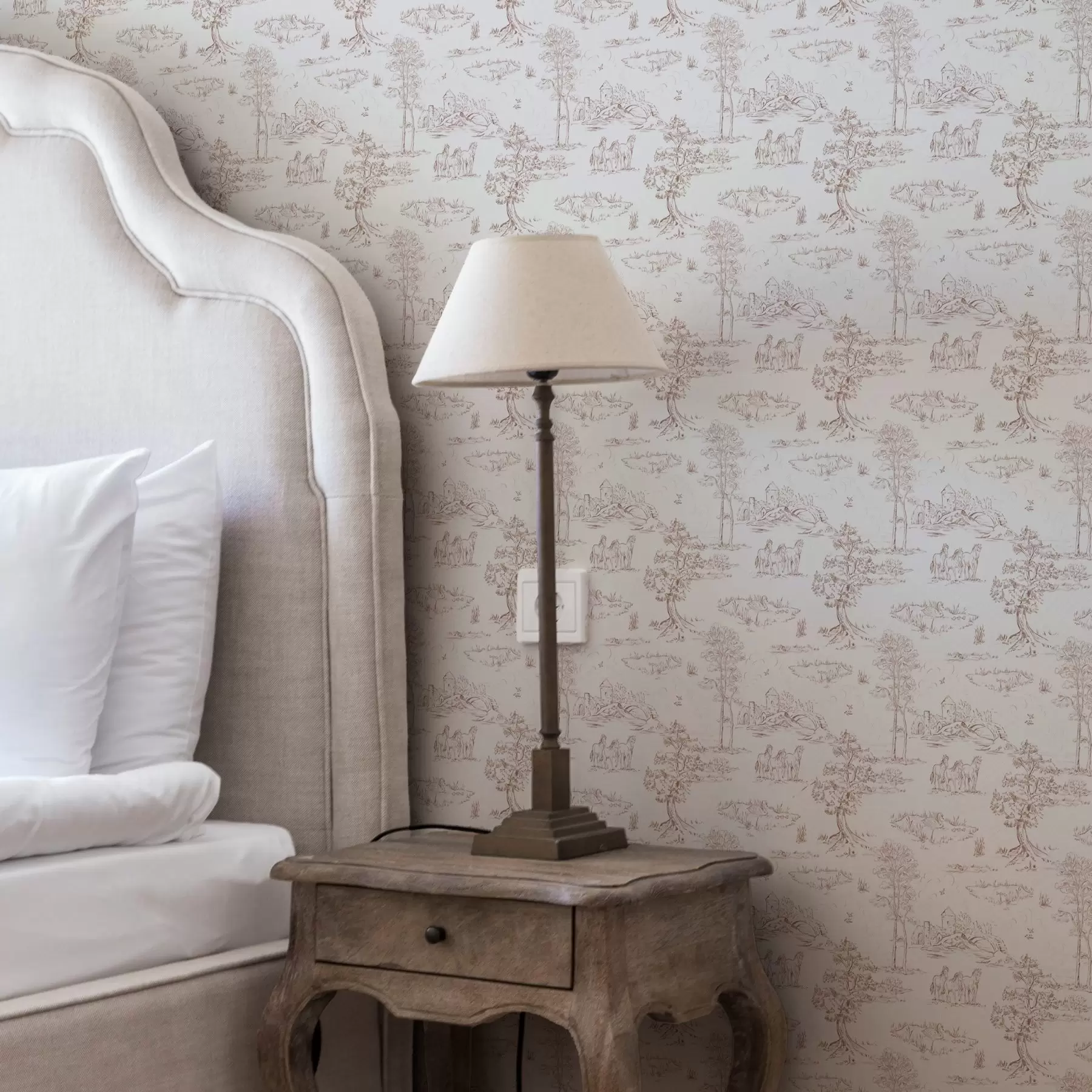 wall murals Rural landscape with castle and horses a00133