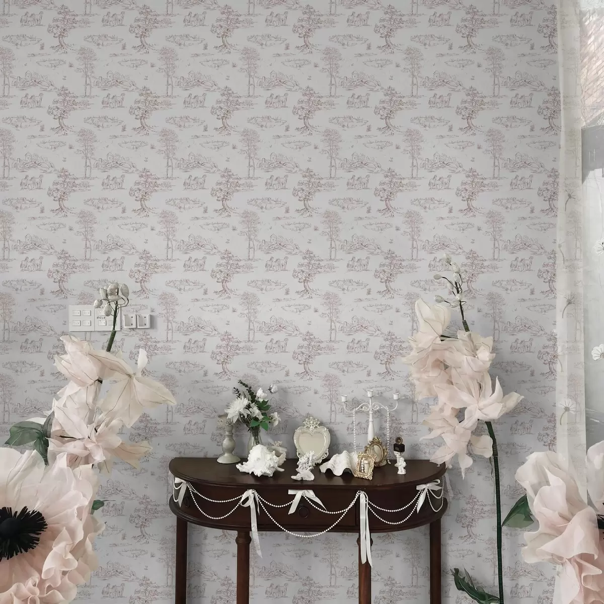 Wallpaper Rural landscape with castle and horses a00133