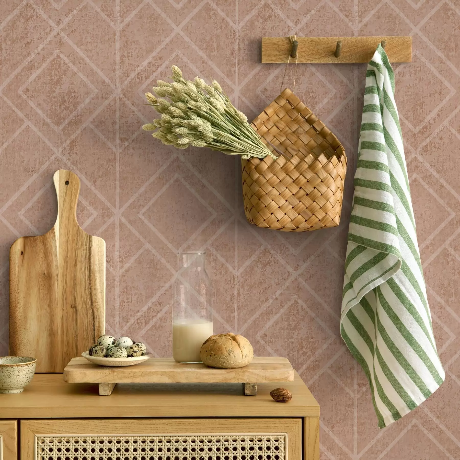 wall murals Rhombuses and graphic lines in earthy tones a00141v1