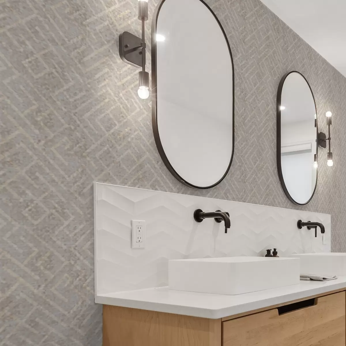 Wallpaper Retro pattern on a grey and beige background a00142